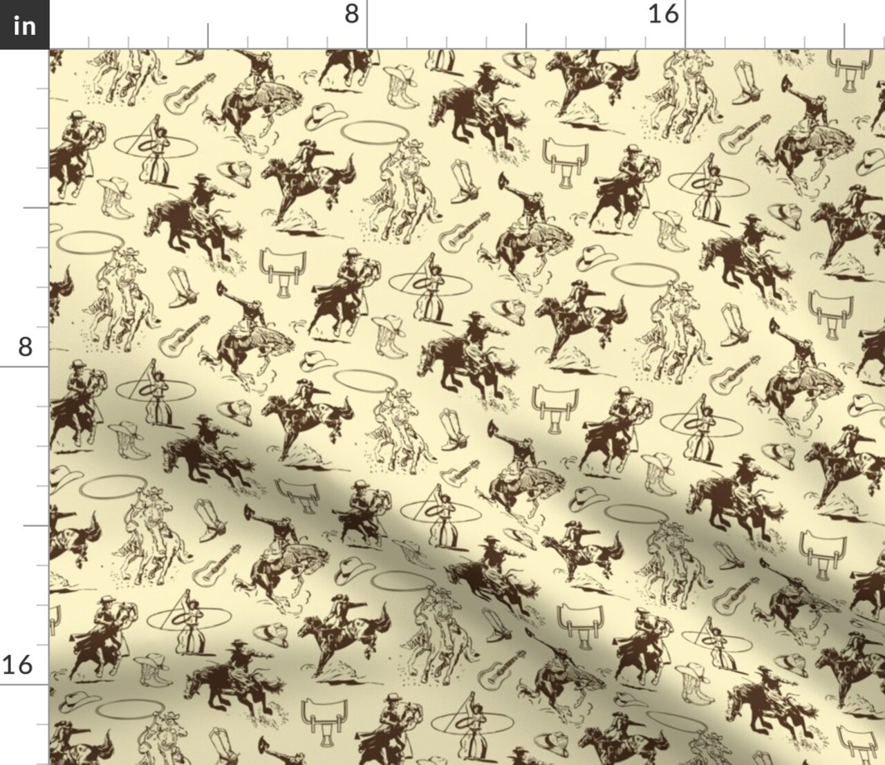 Cowboy Cowgirl Horse Lovers Horses Bronc Riding Roping Rodeo Western Theme Country Custom Printed Fabric by Spoonflower Various Fabrics by the Yard or Fat Quarter